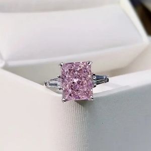 Square Pink Zircon Ring Sz 8 New
